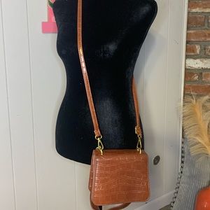 PRICE DROP!! Mock Croc Cognac crossbody handbag